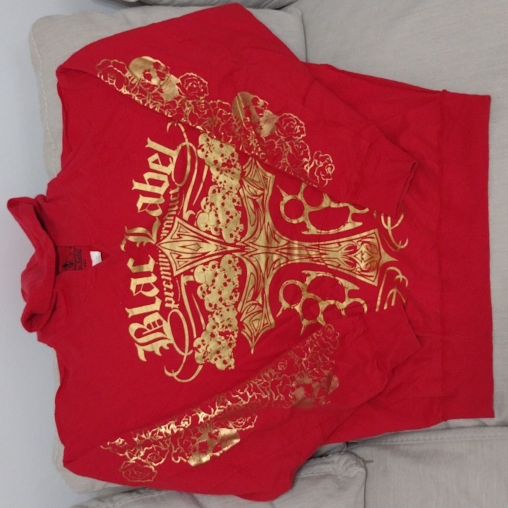 Men's Blac Label XXL red hooded shirt